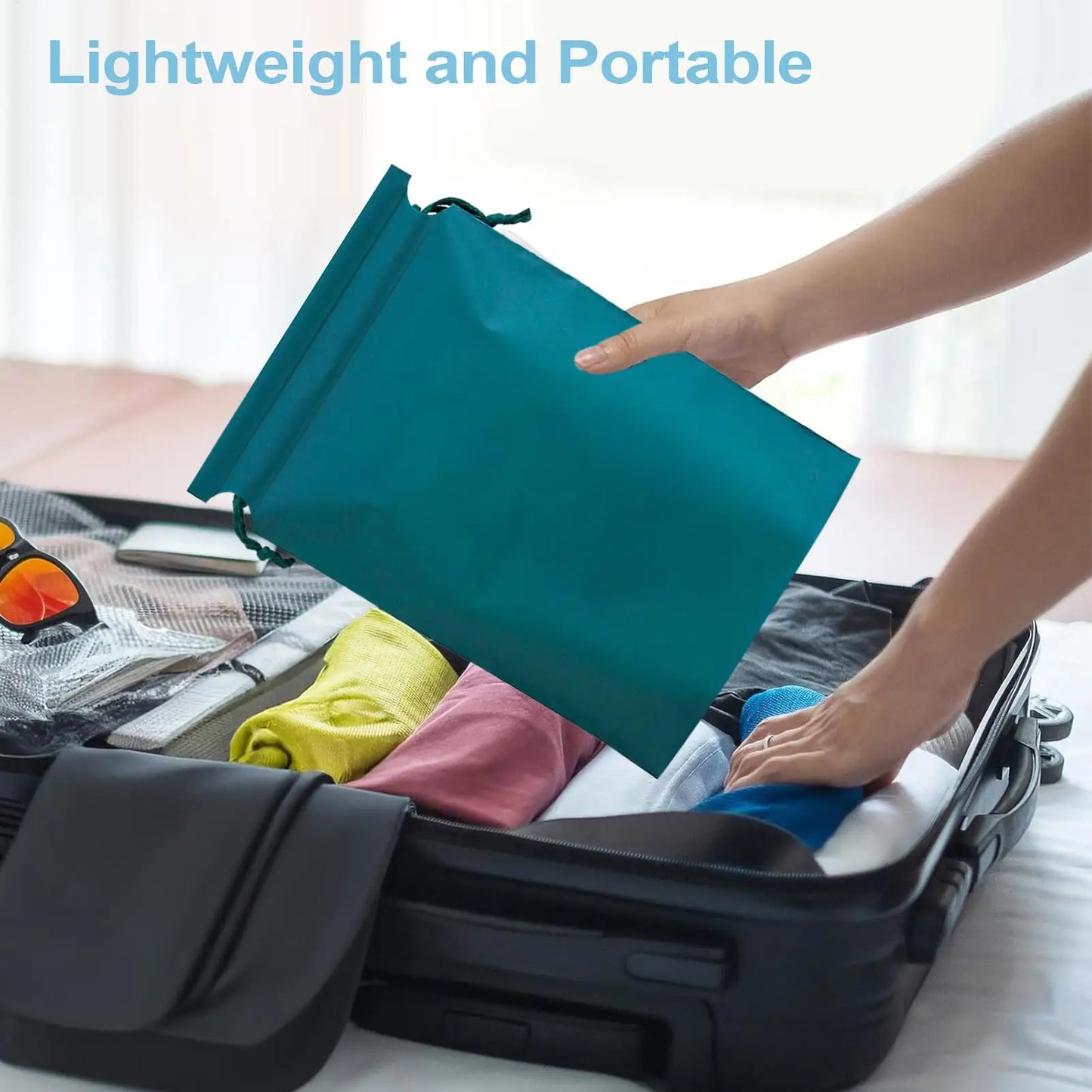 2 Pack Waterproof Drawstring Bags 30x20cm Reusable PE Pouch for Shoes Wet Clothes Outdoor Gym Swimming Travel Sports Storage Bag