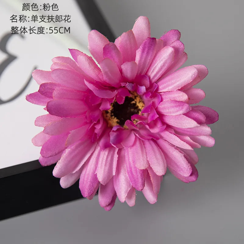 1piece 55cm Artificial Gerbera Flower Branch Wedding Garden Decoration Fake Silk Sunflower Party Home Decoration Accessories