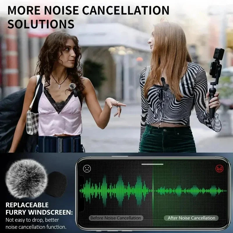 Lenovo Pink Wireless Lavalier Microphone Phone Portable Audio Video Recording Vlog Microphone for iPhone Android PC Live Gaming