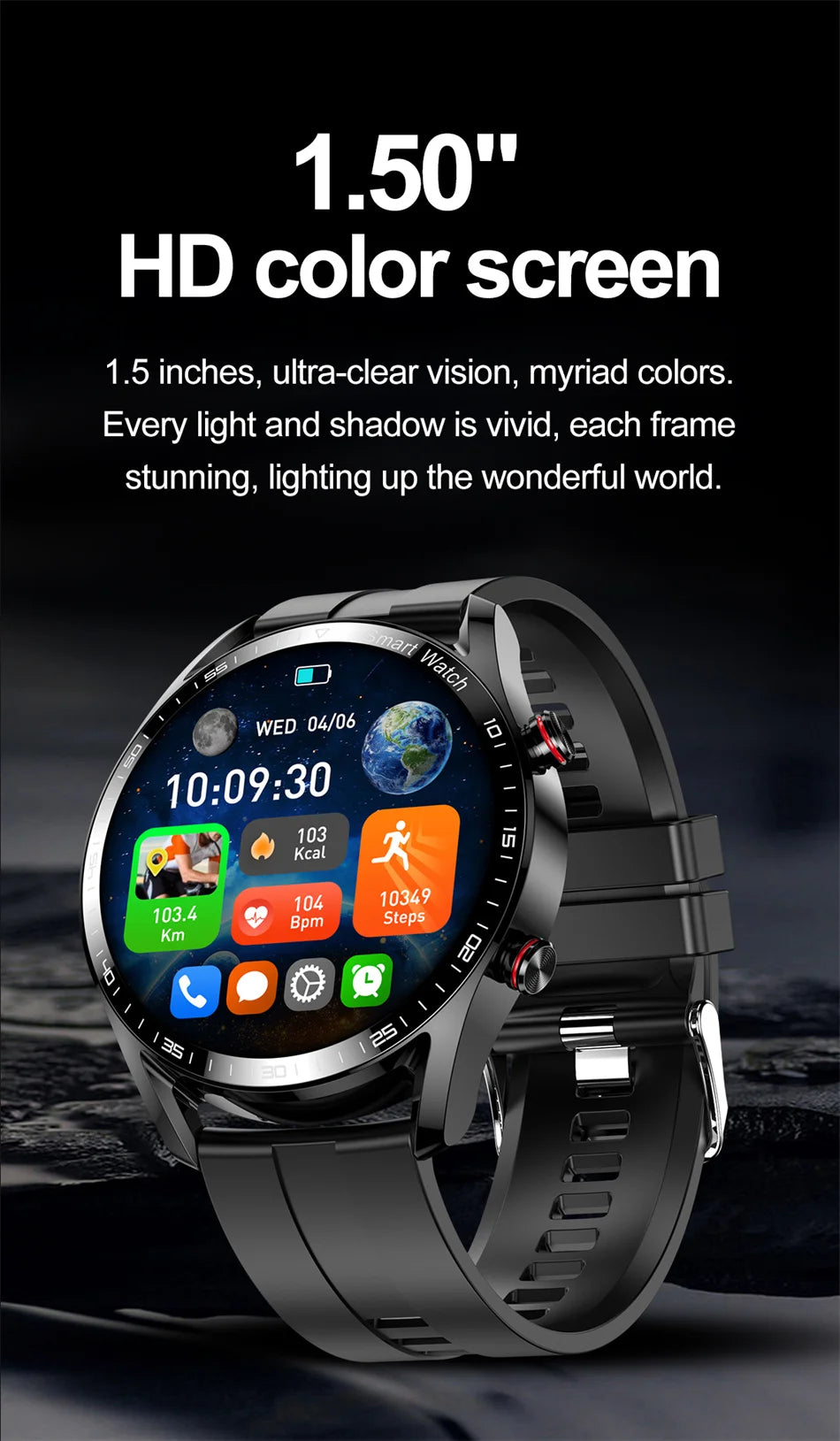 ChiBear New 1.53inch Bluetooth Call Smart Watch Men Multi-Sport Mode Heart Rate Health Monitoring Waterproof Business Smartwatch