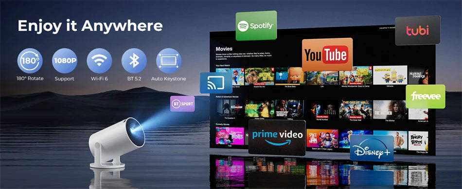 New Projector 4K Wifi6 290ANSI Cinema Outdoor Portable Projetors ﻿BT5.4 1080P 1280*720P Home Cinema Outdoor Projetor