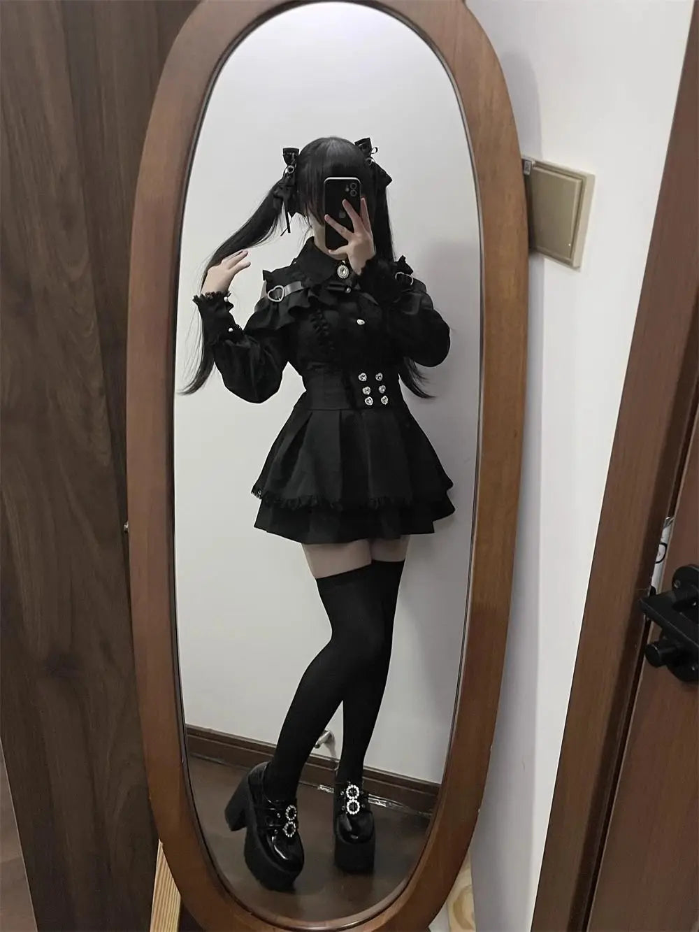 k Gothic Sle oulder Bared irt And f Skirt Set Spring Autumn Sweet Subculture Encounter Jk orm Two Piece Set f...