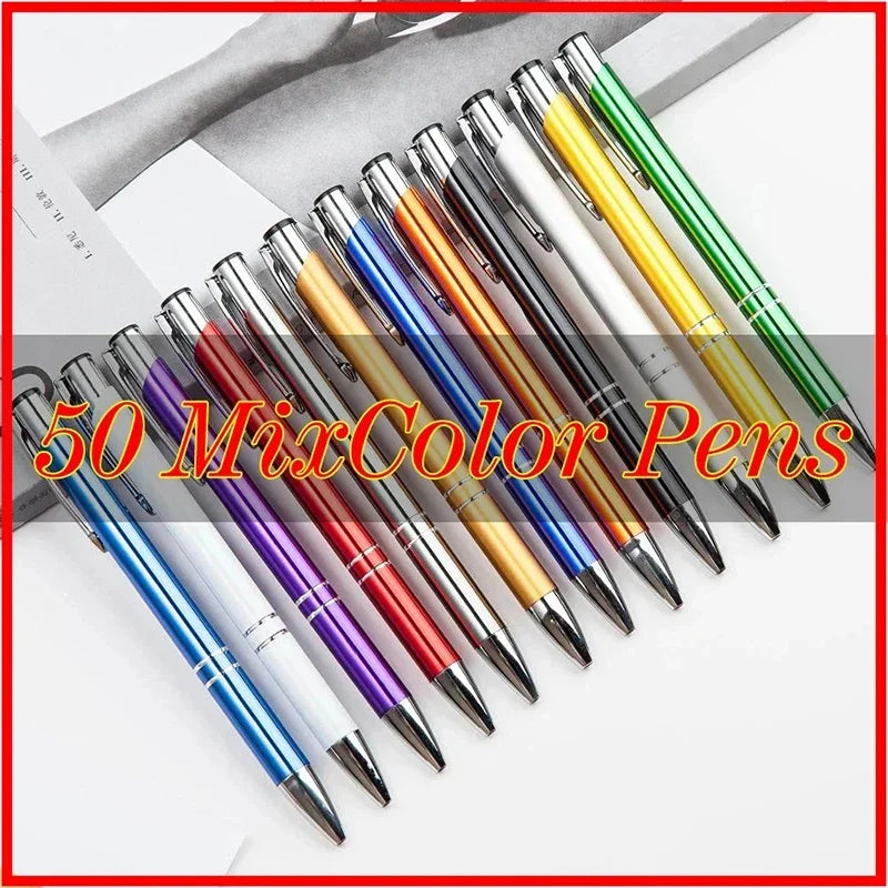 50pcs/lot Hot Sell Custom Ballpoint Pen Metal Pen Support Custom Logo Advertising Wholesale Personalized Pen Gift Engraved Name