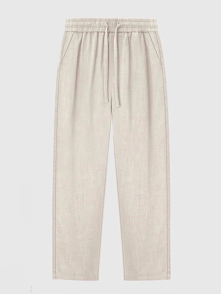 Straight Casual Cotton Linen Pants Men Wide Leg Lightweight Baggy Cotton Sweatpants Male Sport Jogger Straight Work Trousers