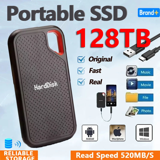High-speed Portable SSD 1TB External Hard Drive 2TB Mobile Solid State Drive 4TB 16TB Mass External Hard Disk for Laptop/MAC/PC