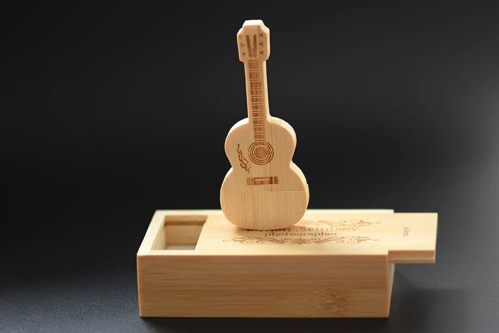 JASTER USB 3.0 Flash Drives Wooden Guitar 128GB Free Custom Logo Pen Drive 64GB with Box Memory Stick Music Business Gift U disk