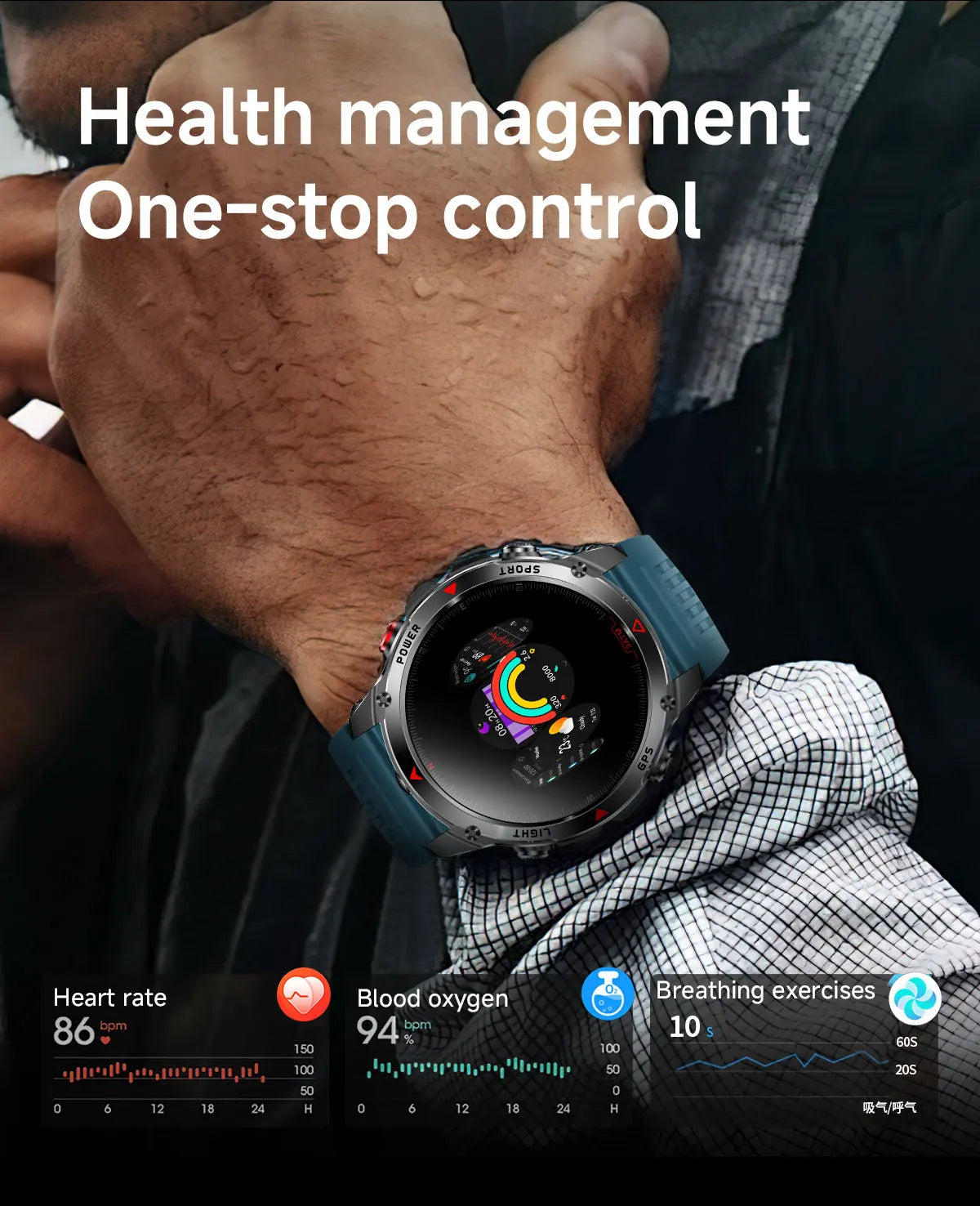 Forerunner 570 GPS Smart Watch 3ATM Waterproof  AMOLED Screen MULTI-BAND GNSS Compass Altimeter Flashlight Sports Smartwatch Men