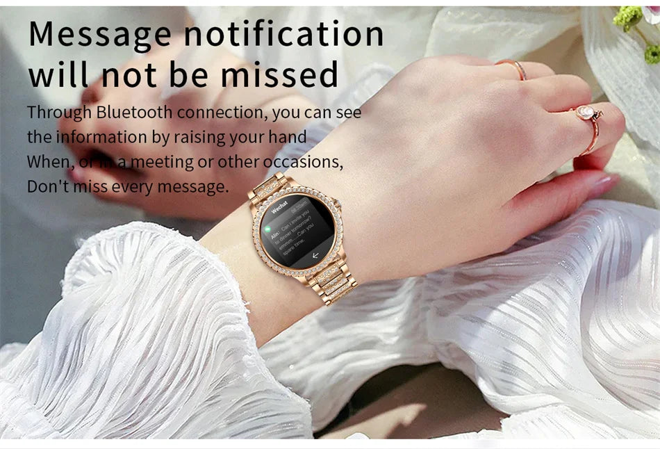 2025 New Fashion Women Smart Watch AMOLED HD Screen Sports Watch Health Heart Rate Voice Call Smart Watch For Android IOS