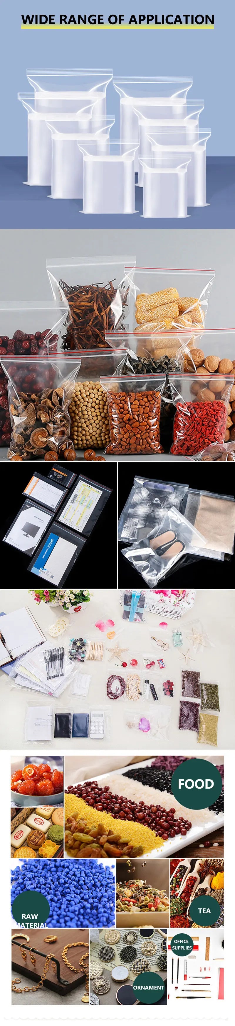100pcs Thicken Zipper Sealed Bags Clear Plastic Storage Bag for Small Jewelry Food Packing Reclosable Plastic Ziplock Bags
