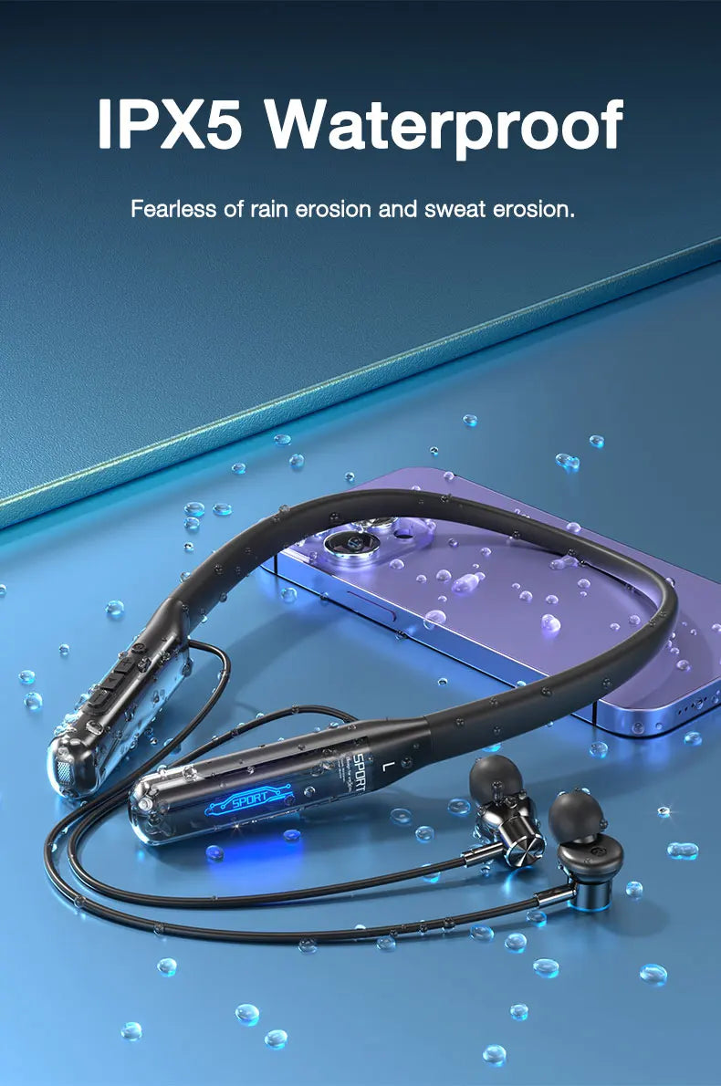 EARDECO 80 Hours Endurance Bluetooth Headphone with Microphone Wireless Headphones Bass Stereo Neckband Earphones Bluetooth 5.3
