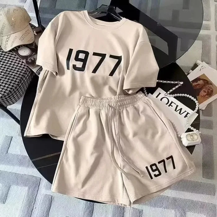 Summer 2025 plus Size Casual Sporty Short Sleeve Shorts Set Women Trendy #860 plus Size Fashionable Sportswear Combo
