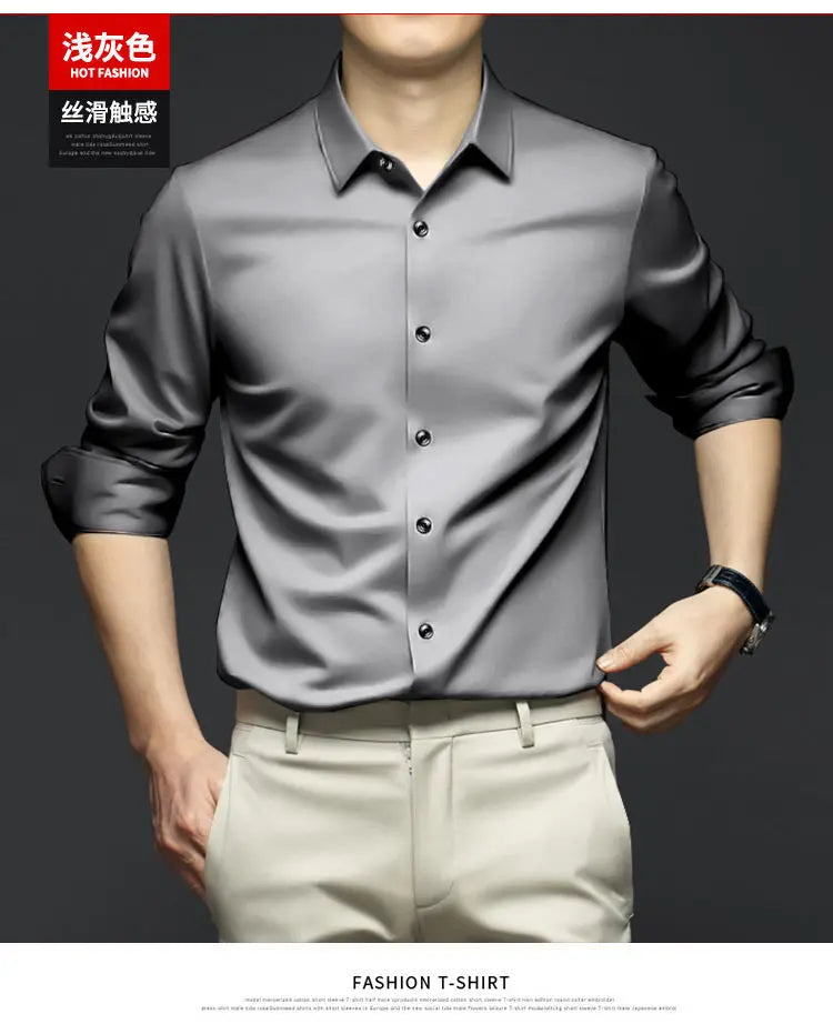 Men's White Shirt Long Sleeve Non iron Business Dress Slim Fit Korean Version Professional Work White Casual Men's Suit Shirt