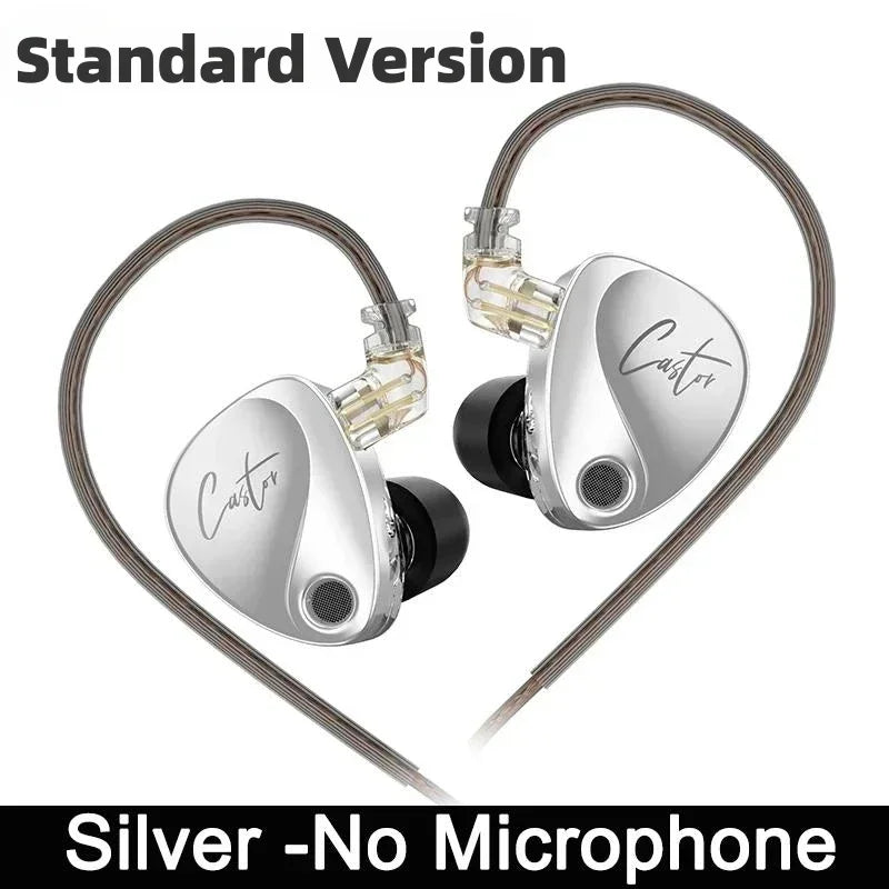KZ Castor Wired Earbuds Improved Bass HiFi Earphone 2 Dynamic High-end Tunable Balanced Armature In-ear Headphone Music Headset