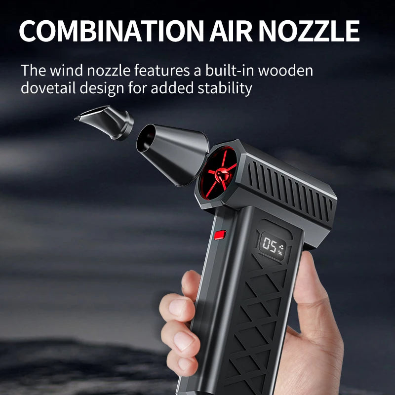 Portable Violent Fan 130000 RPM Mini Turbo Jet Fan with LED Display and Emergency Lighting Handheld 6 Speeds Brushless Blower