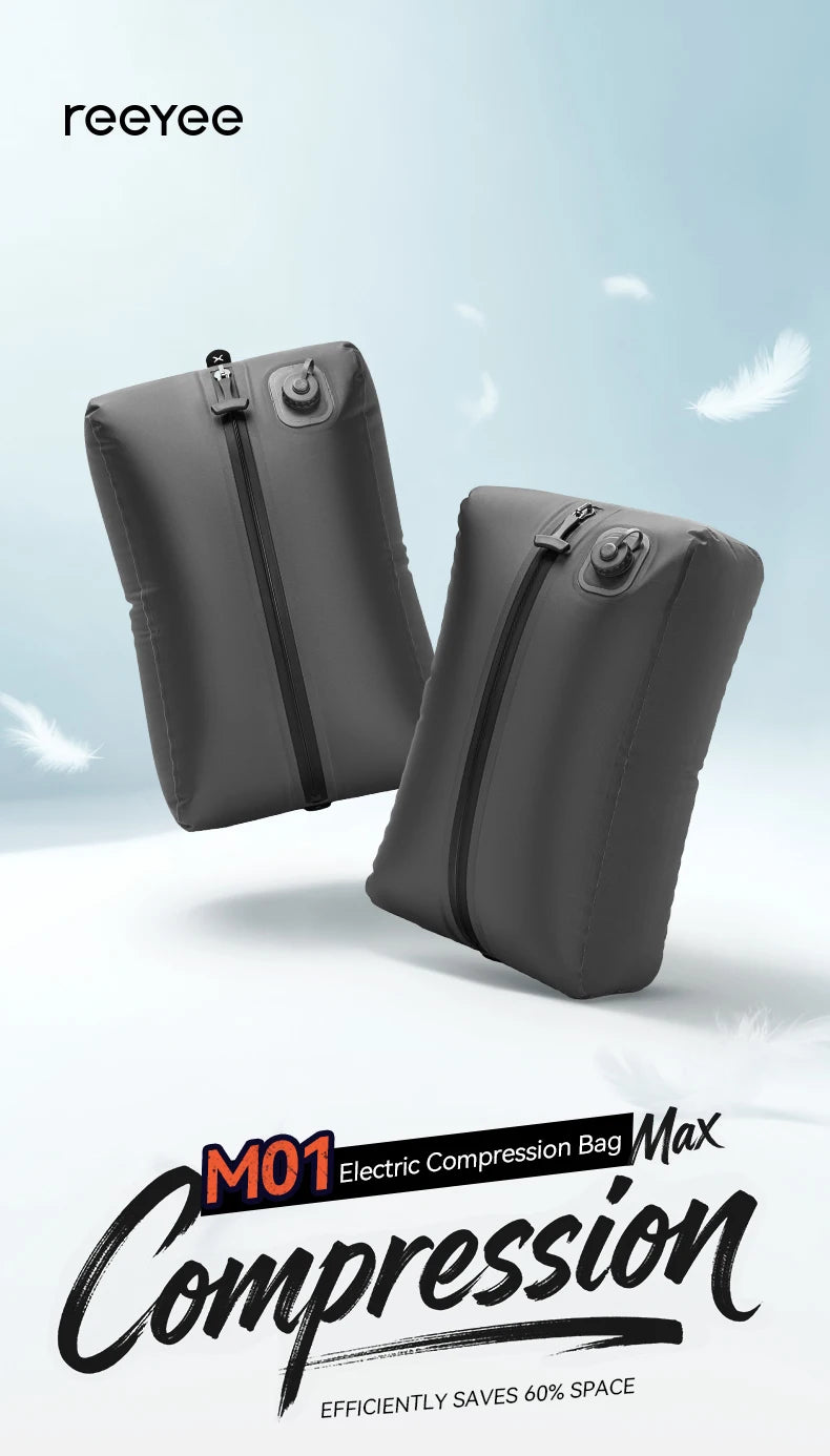 ReeYee Automatic Vacuum Storage Bags for Clothes, Travel Space Saver Bag for Down Jackets & Waterproof Clothing, Sealed Compress