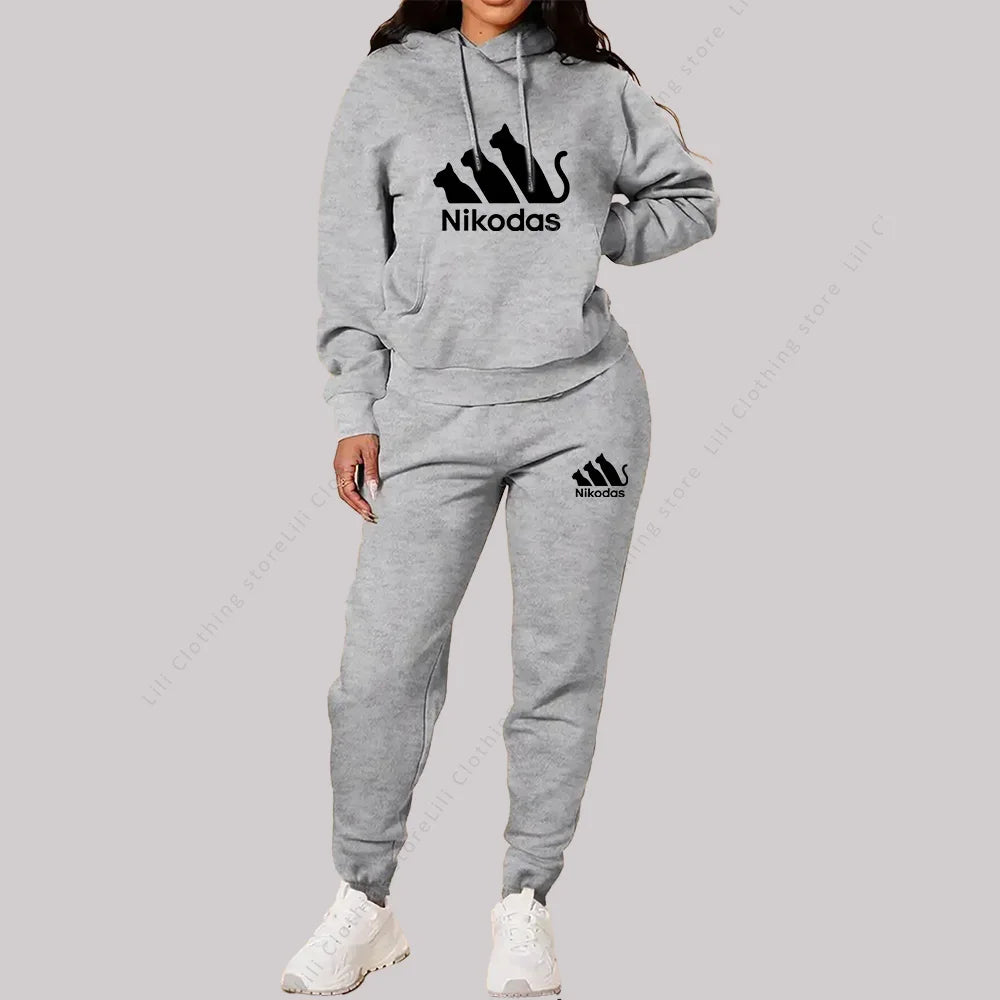 Women's Sets Hoodies Pants Two Piece Outfits Sportswear Sweatsuit Aesthetic Trend 2025 New Suit Woman Pink Tracksuit Plus Size