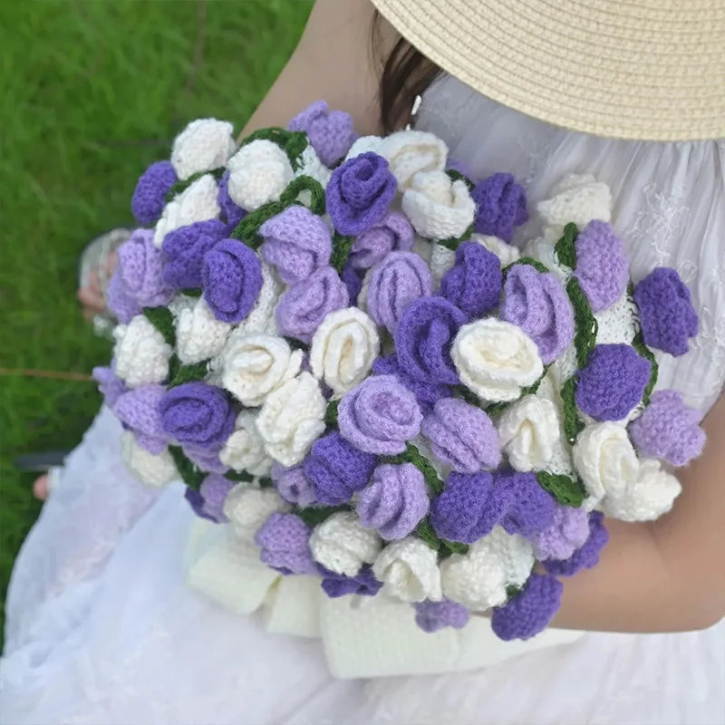 Rose Bouquet Blanket Hand Made Bouquet Nap Blankets Sofa Cover Finished Bouquet Blanket Couple Gift Home Supplies Manta de rosas