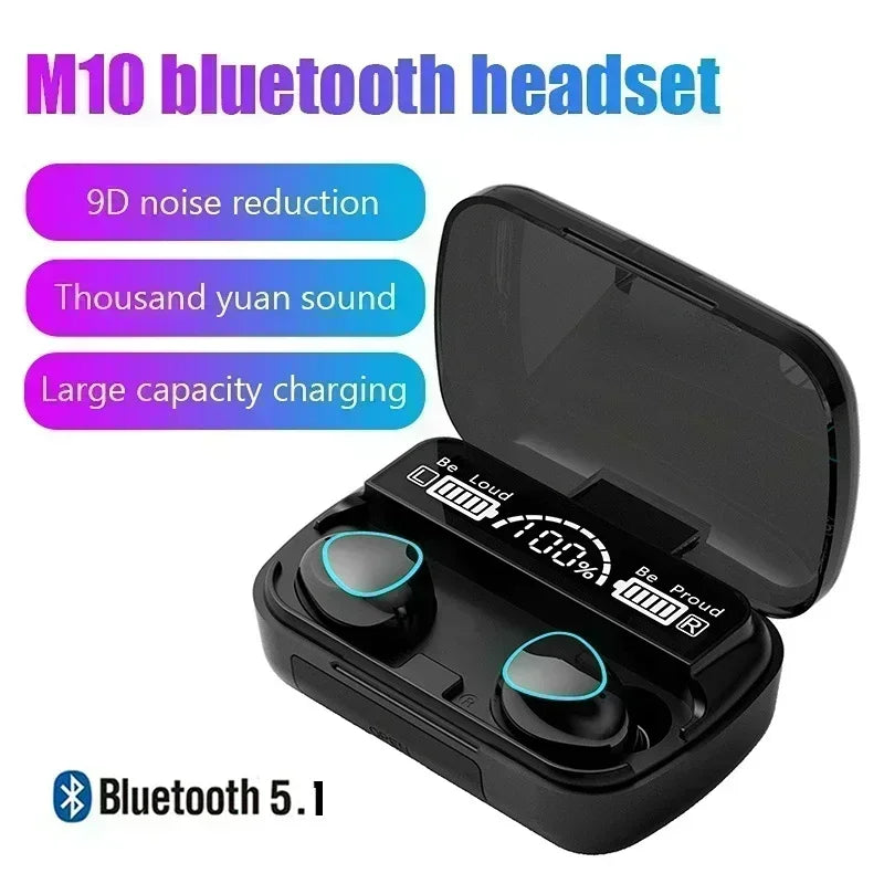 Bluetooth headset M10 hands-free LED Dispay headset Bluetooth HiFi stereo music wireless earplug waterproof game headset