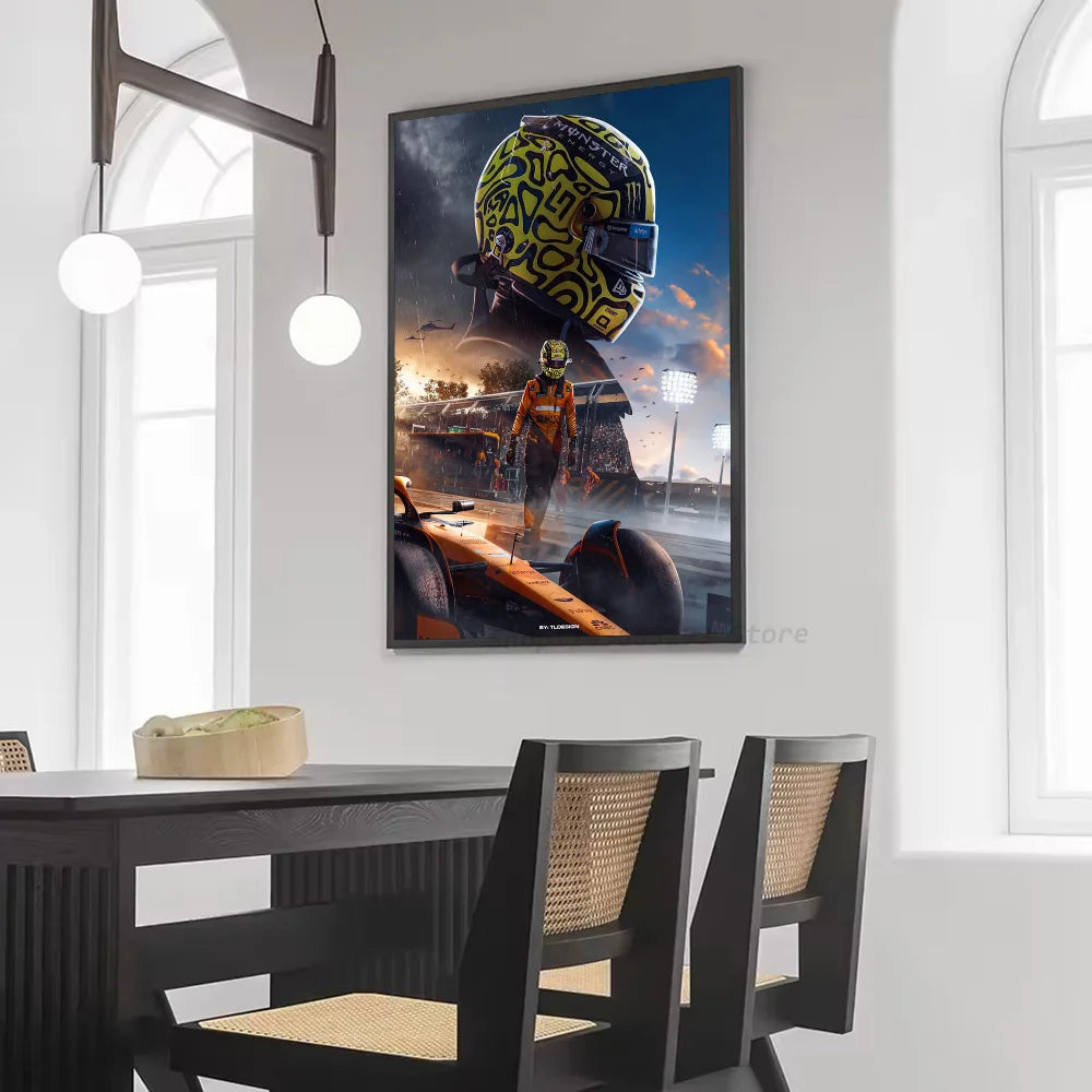 1pc F1 Formula 1 L-Lando Norris Poster Self-adhesive Art Waterproof Paper Sticker Coffee House Bar Room Wall Decor