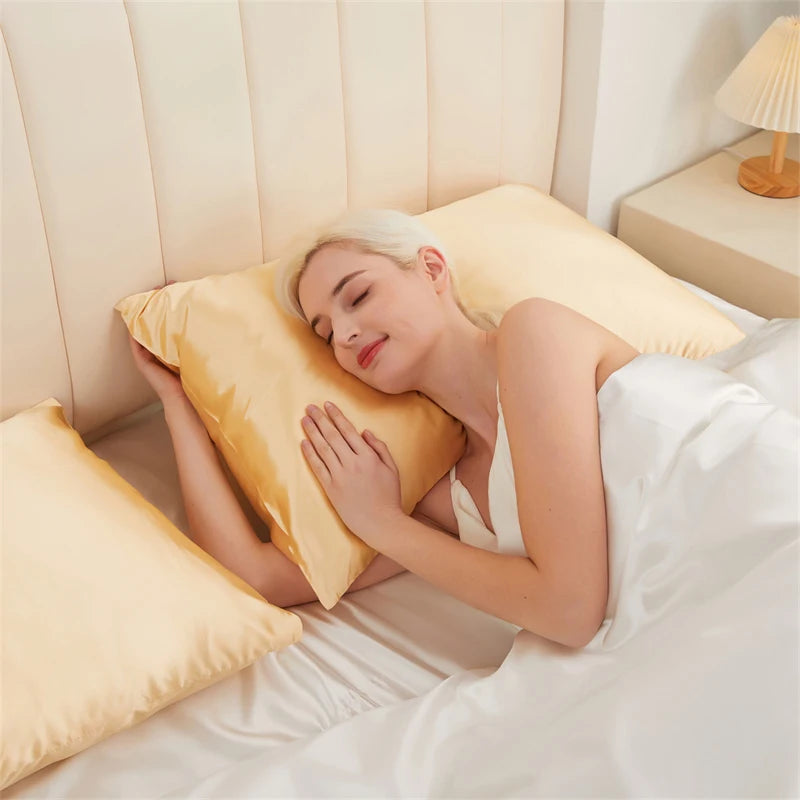 Solid Mulberry Silk Pillow Case Hair Skin Protect Pillowcase Luxury Sleeping Bedding Cushion Pillow Cover Standard Queen Size