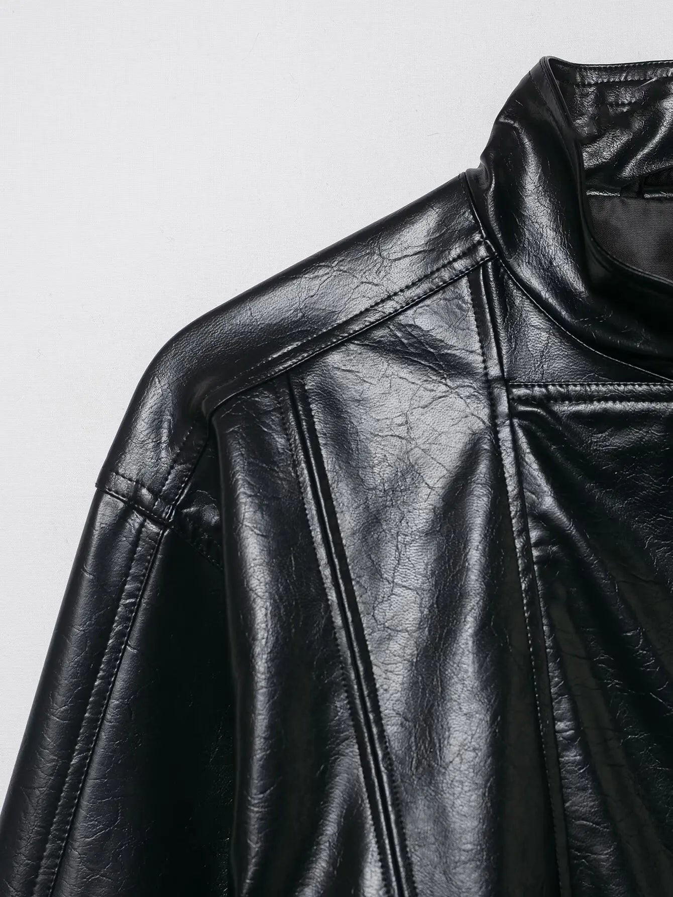EDSA Women PU Leather Bomber Jacket Motorcycle Coat Black Spliced Zipper Fly Pu Leather Coat For Female New Street Style