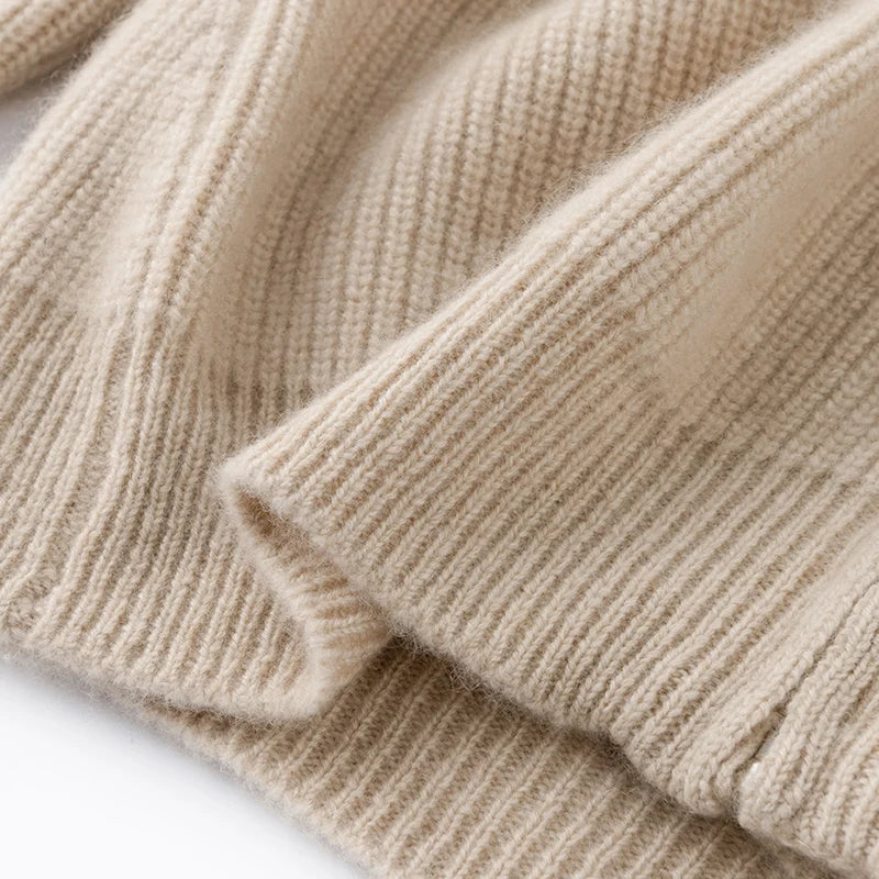 Autumn and winter women's clothing 100% pure cashmere collar thick knit zipper cardigan oversized coat sweater long sleeve loose