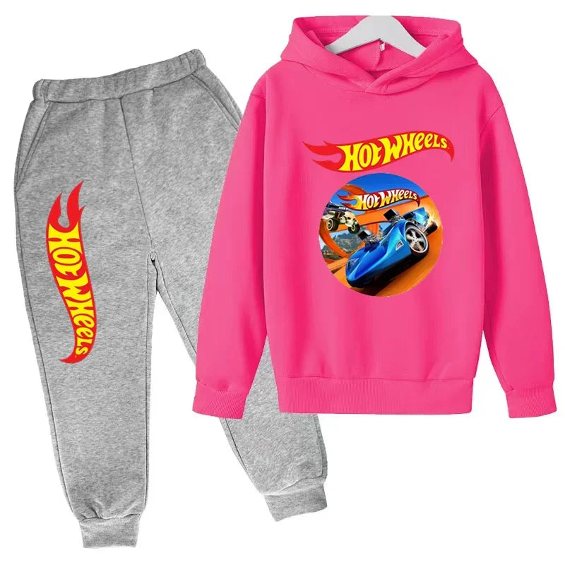 Kids Clothing Hot Wheels Car Game Printed Hoodie Coat 3-12 Yrs Boys Girls Toddler Top+pants Fashion Sweatshirt Casual Sportswear