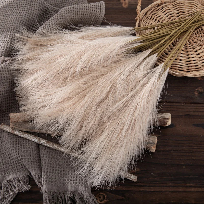 10Pcs Artificial Flower Pampas Grass Fake Plant Reed Wedding Decoration Flowers Blue Pampas Bouquet Boho Decor Home Accessories