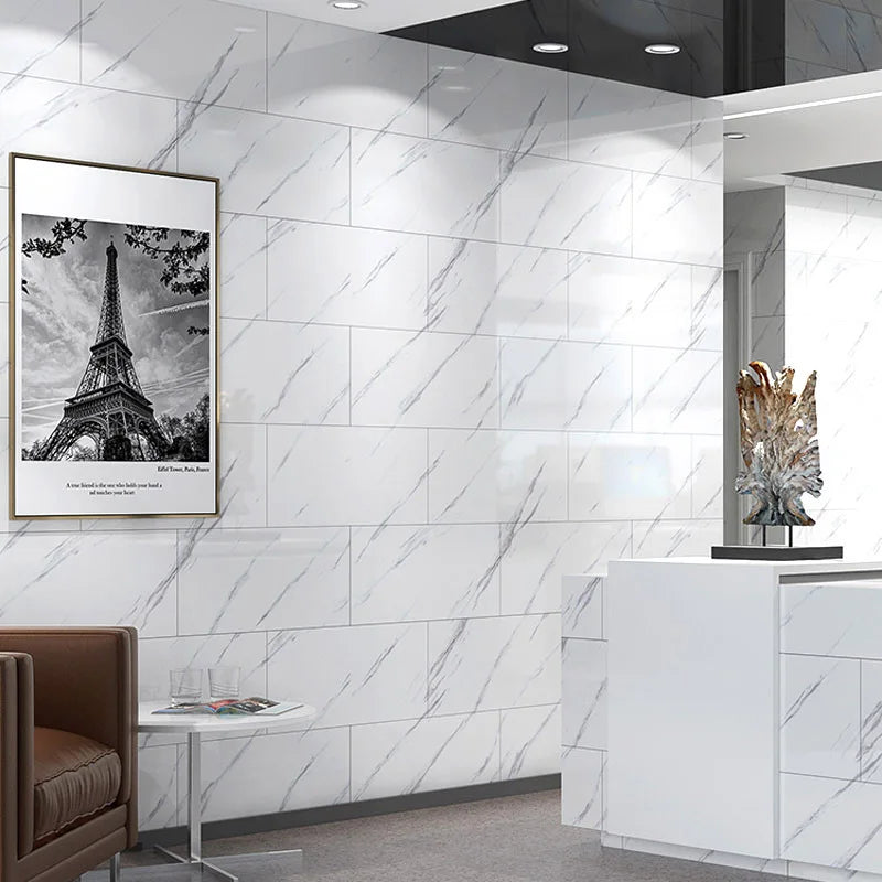 10-20pcs 30x60cm Self-Adhesive Marble PVC Floor Tiles Waterproof Peel Stick Wall Sticker Kitchen Bathroom Removable Home Decor ﻿