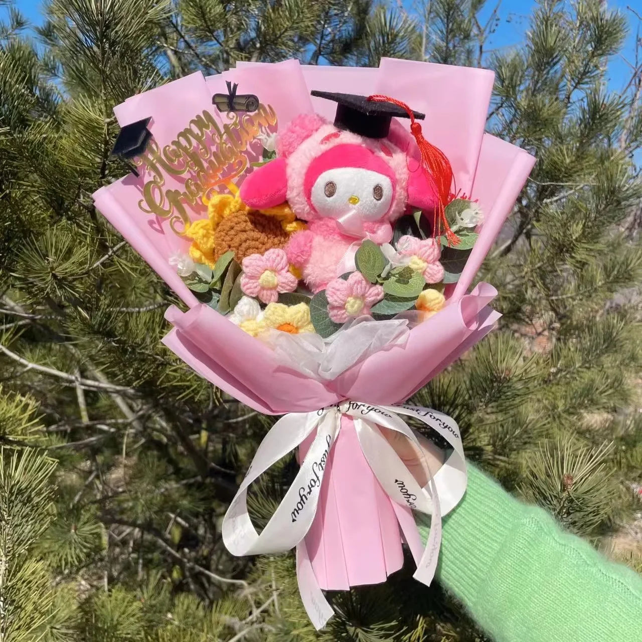 Cartoon Anime Series Hellokitty Kulomi Plush Toys Creative Graduation Bouquet Children's Day Birthday Graduation Gifts For Kids