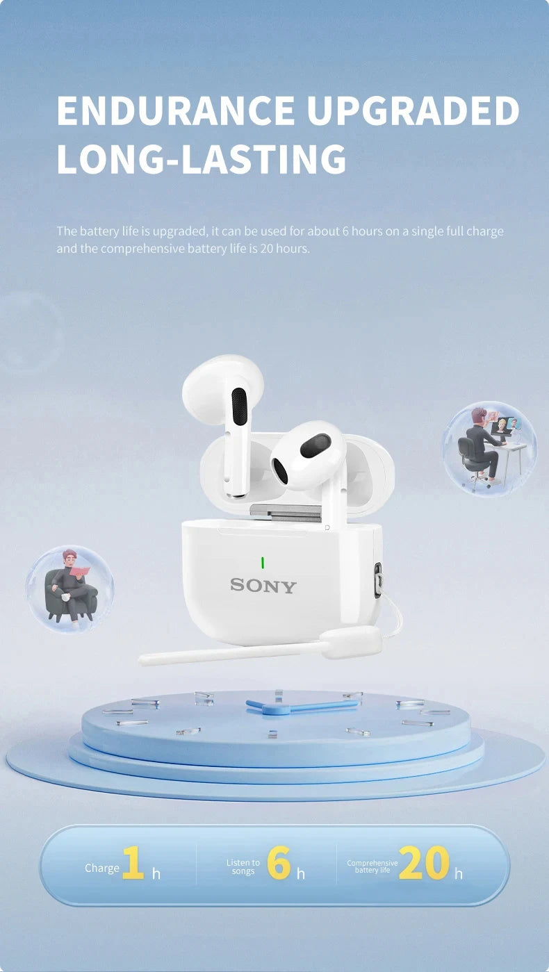 Original SONY A6 Pro Wireless Bluetooth Headset In-Ear Extra Bass Earbud HiFI Stereo Sport Earphone with Mic Earphone lanyard