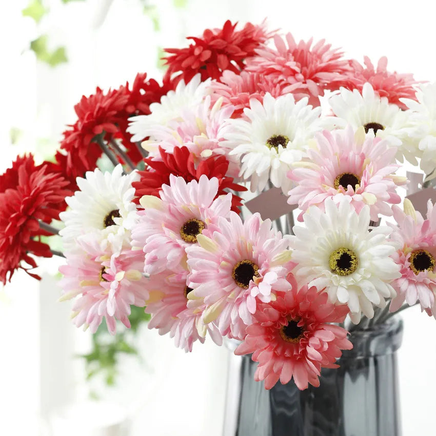 1piece 55cm Artificial Gerbera Flower Branch Wedding Garden Decoration Fake Silk Sunflower Party Home Decoration Accessories