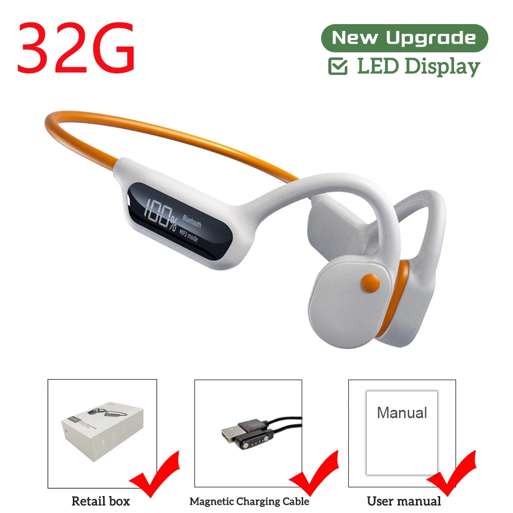 Bone Conduction Earphones IPX8 Waterproof Headset for Swimming New Bluetooth Wireless Sport Headphones MP3 32G RAM Hifi Stereo