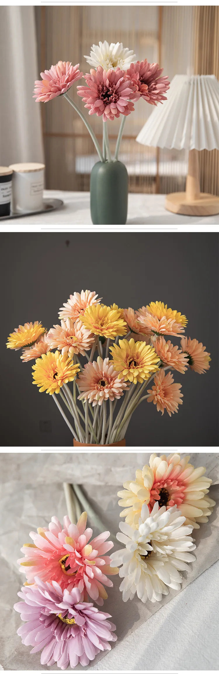 1piece 55cm Artificial Gerbera Flower Branch Wedding Garden Decoration Fake Silk Sunflower Party Home Decoration Accessories