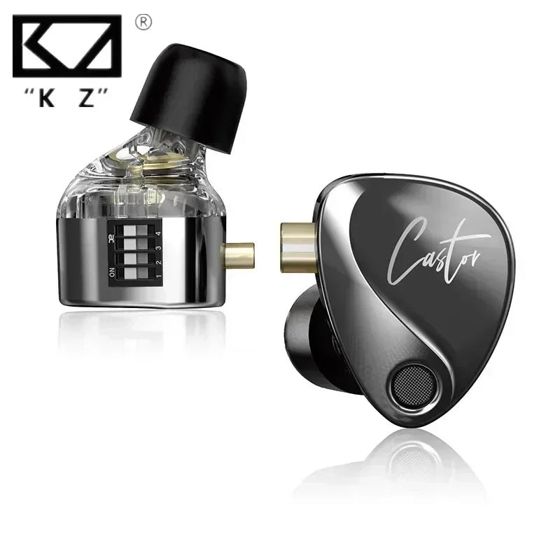 KZ Castor Wired Earbuds Improved Bass HiFi Earphone 2 Dynamic High-end Tunable Balanced Armature In-ear Headphone Music Headset
