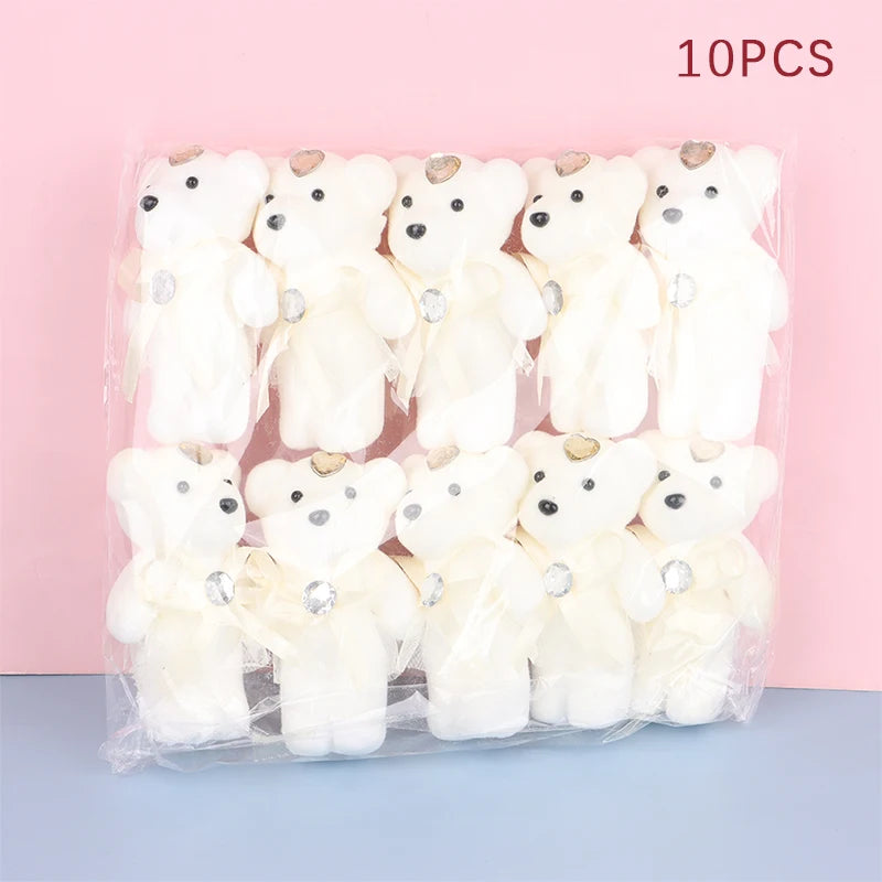 10Pcs 12cm Bear Flower Bouquet Toy Cartoon Doll Bear Bouquet Graduation Birthday Wedding Gifts Party Decor small gifts