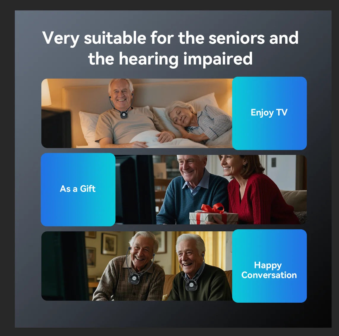 Retekess TA008 TV Hearing Aid Headphone Wireless TV Headset System 2.4GHz Wireless Headphone for Seniors 3 Tones Dual Batteries