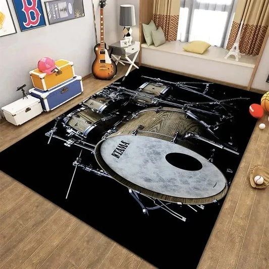 Stylish T-TAMA Drum Print Carpet for Home Decor Carpet for Music Enthusiasts Unique Rug for Jazz or Electronic Drum-Themed Decor