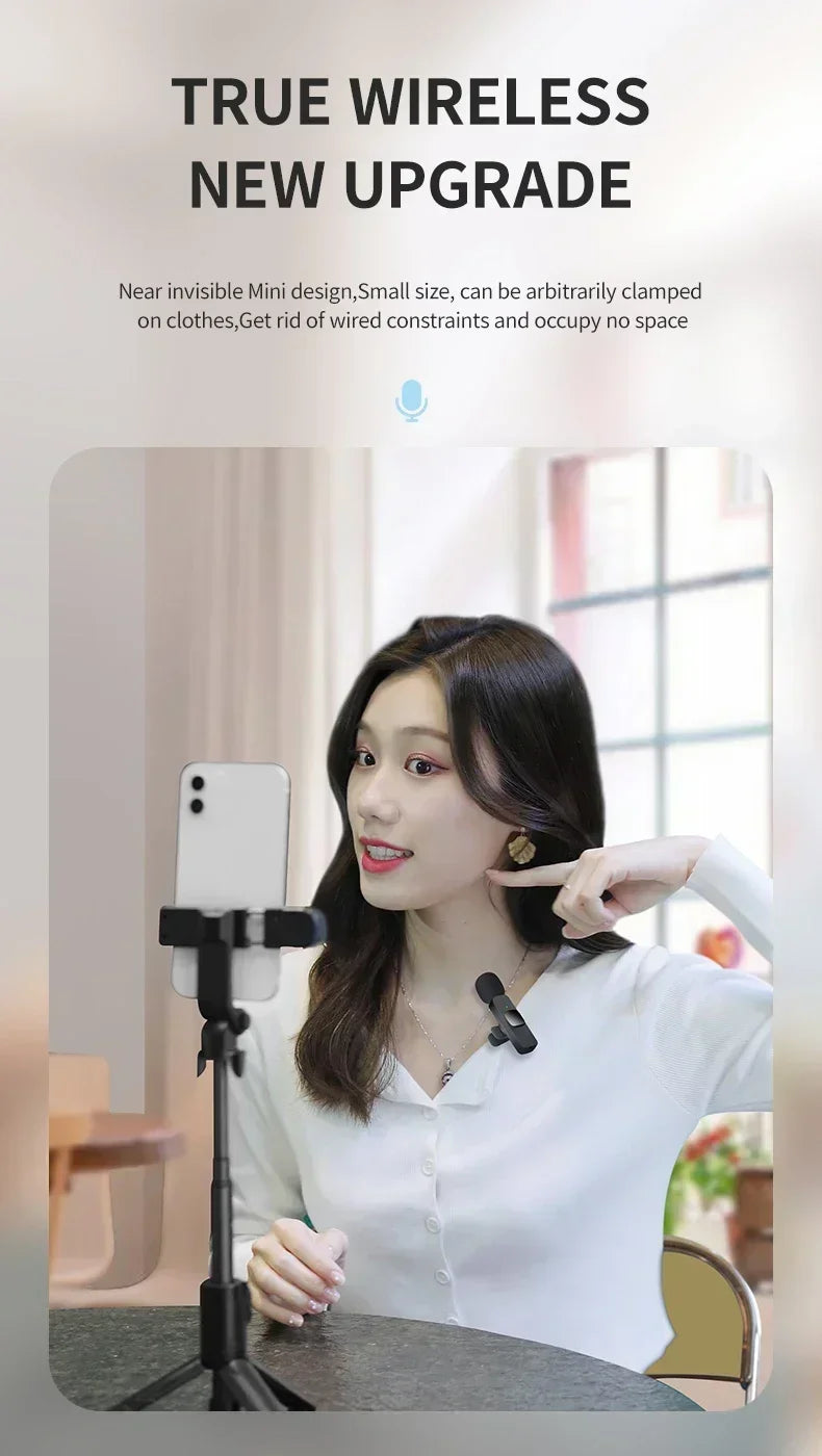 Lenovo 2 In 1 Portable Wireless Lavalier Microphone for Live Broadcast Gaming Audio Video Recording iPhone Android Mini Mic