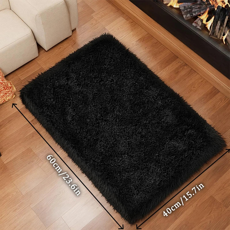 VIKAMA black Area Plush for Bedroom, Living Room Fluffy Rug, Large Area Rug Shag Shaggy Carpet Soft Plush Furry Bedside Rug