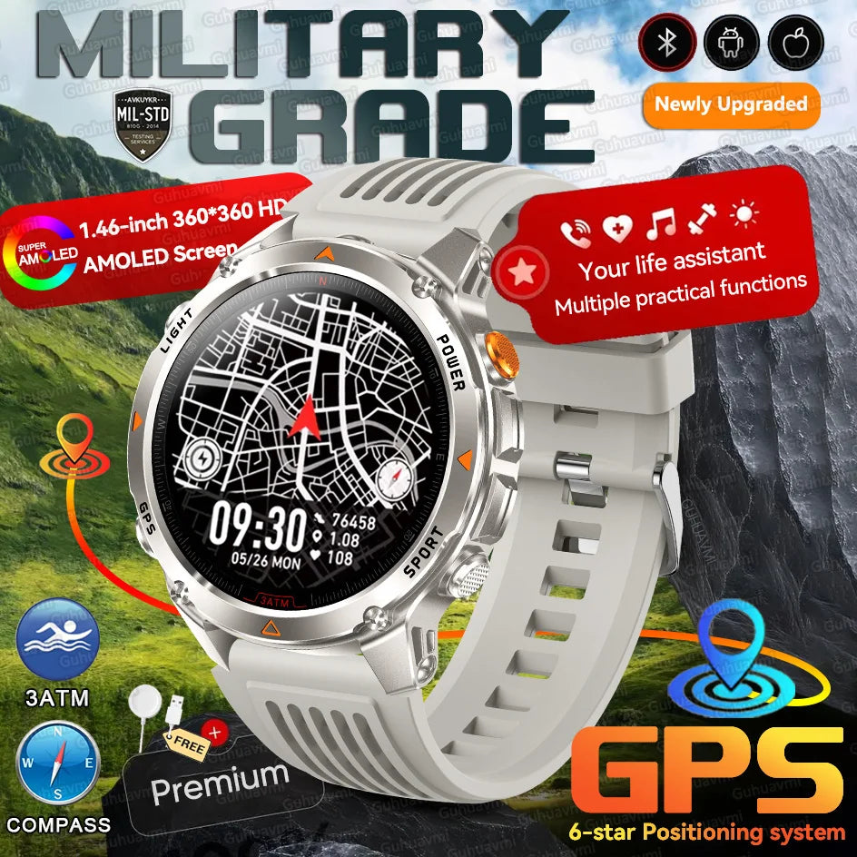 Forerunner 570 GPS Smart Watch 3ATM Waterproof  AMOLED Screen MULTI-BAND GNSS Compass Altimeter Flashlight Sports Smartwatch Men