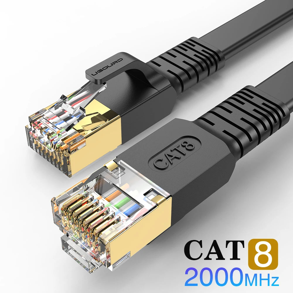 Cat 8 Ethernet Cable Cat8 Network Cable Internet LAN 40Gbps 2000Mhz For Router Ps4 Laptop 0.5m - 5m 10m 15m 20m 30m Flat Round
