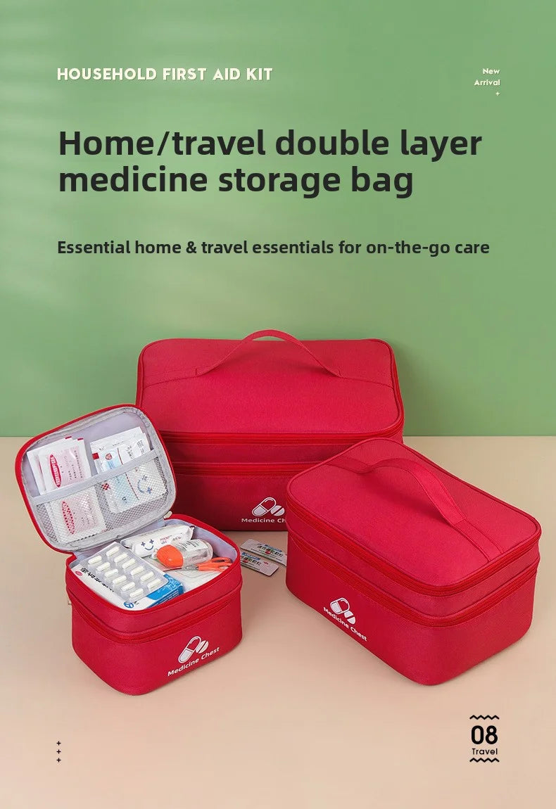 Outdoor Portable Medicine Storage Bag Home First Aid Bag Medicine Box Emergency Bag Epidemic Prevention Bag School Health Bag