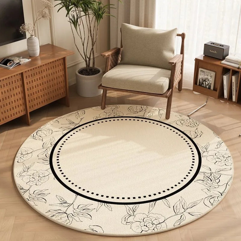 Minimalist Style Round Rug Non-Slip Circle Carpet for Living Room Floor Mat for Chair Coffee Table Bedside Decoration So Modern