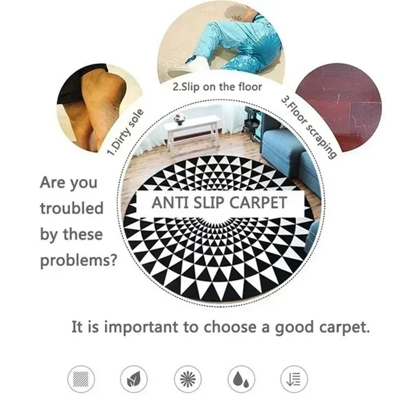 Minimalist Style Round Rug Non-Slip Circle Carpet for Living Room Floor Mat for Chair Coffee Table Bedside Decoration So Modern