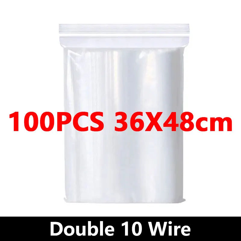 100pcs Thicken Zipper Sealed Bags Clear Plastic Storage Bag for Small Jewelry Food Packing Reclosable Plastic Ziplock Bags