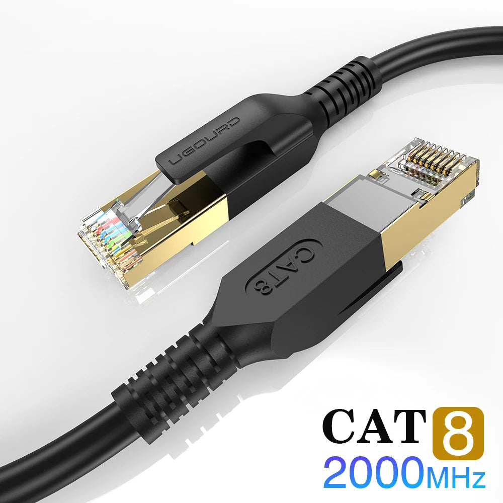 Cat 8 Ethernet Cable Cat8 Network Cable Internet LAN 40Gbps 2000Mhz For Router Ps4 Laptop 0.5m - 5m 10m 15m 20m 30m Flat Round