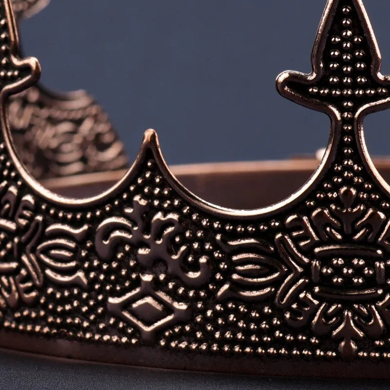 Royal Men's Round Crown Prince Crown Wedding Birthday Ball Party Halloween Decoration Bride Universal