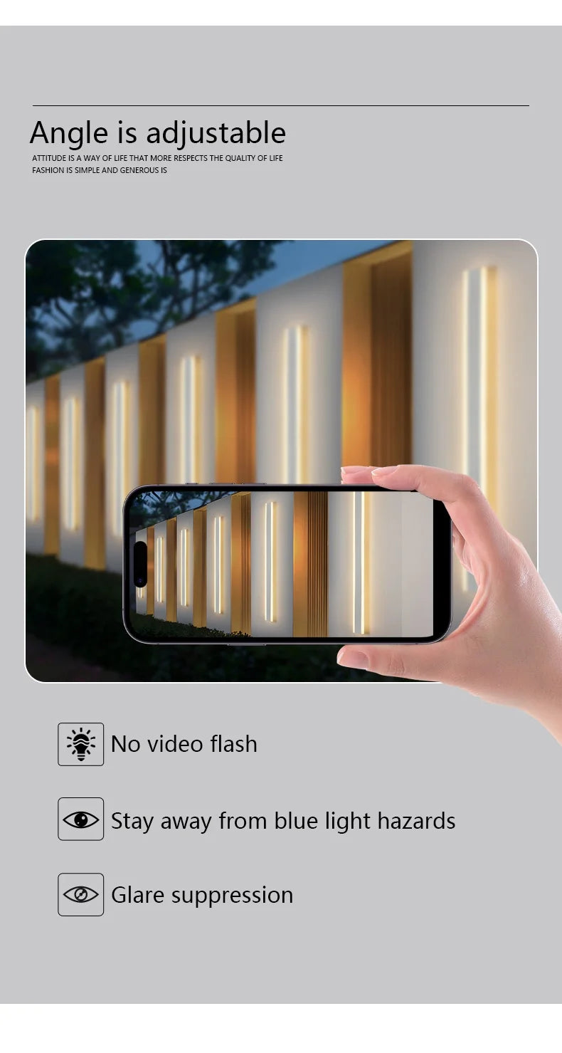 Wall Lamps Line Minimalist  Light Long Strip  Outdoor Waterproof Garden Decoration Villa Background Wall Garden Lights