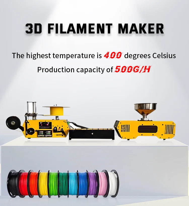 HT400 Extruder 3d Filament Maker 3D Filament Extruder Machine Desktop 3D Printing Consumables Extruder 1.75mm 2.85mm 3mm Nozzles
